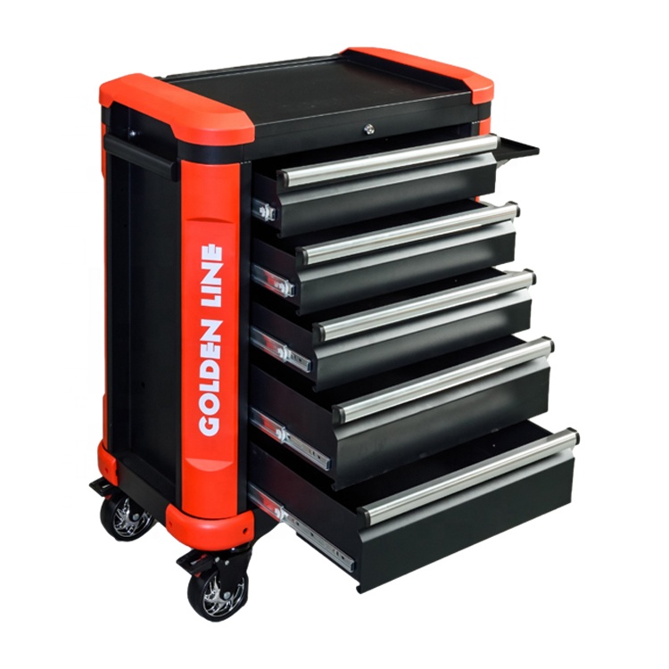 Workshop Tools Cabinet - 5단 서랍형 검정색 및 빨간색 금속