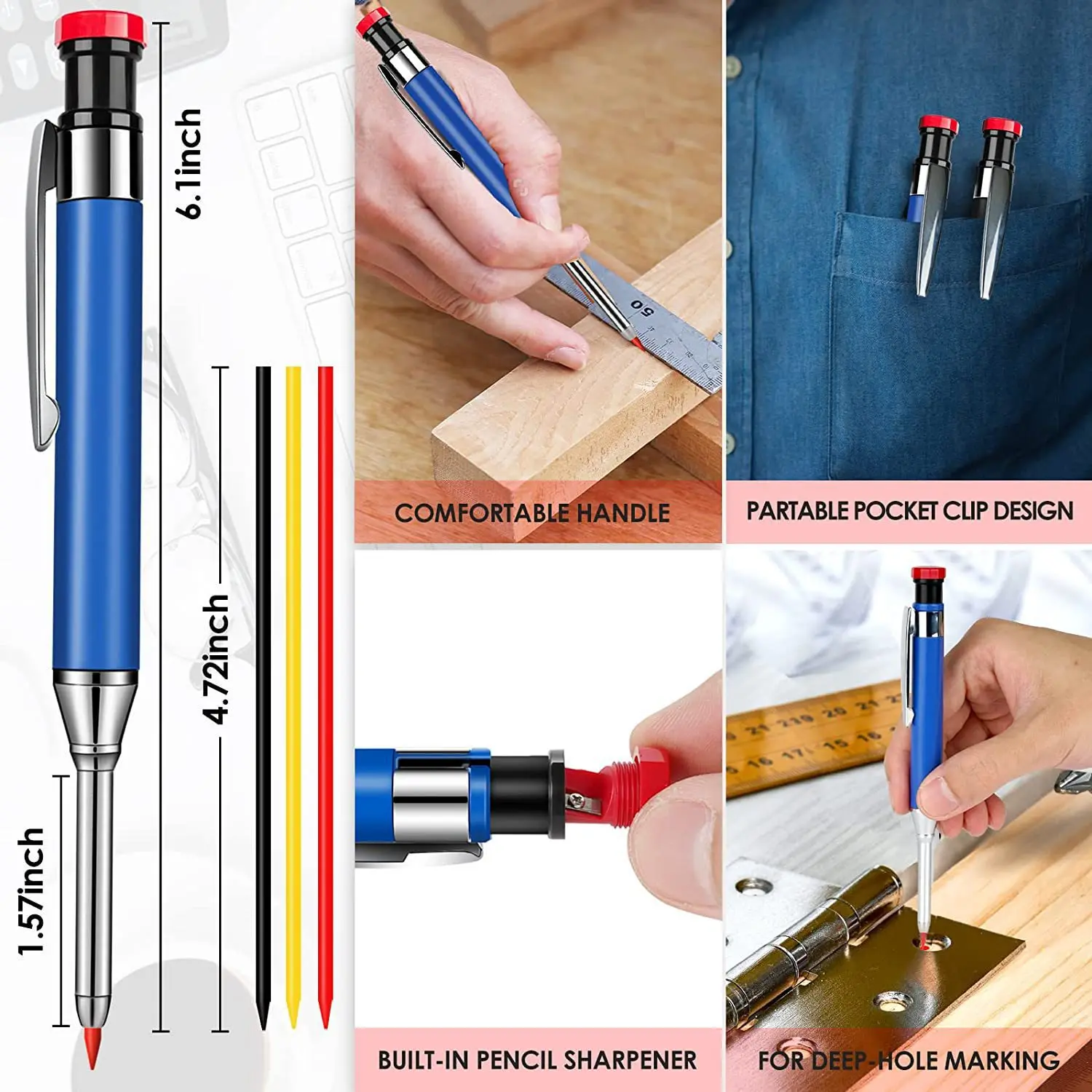 Tools Workshop - 2.8mm 금속 솔리드 목수용 기계식 연필