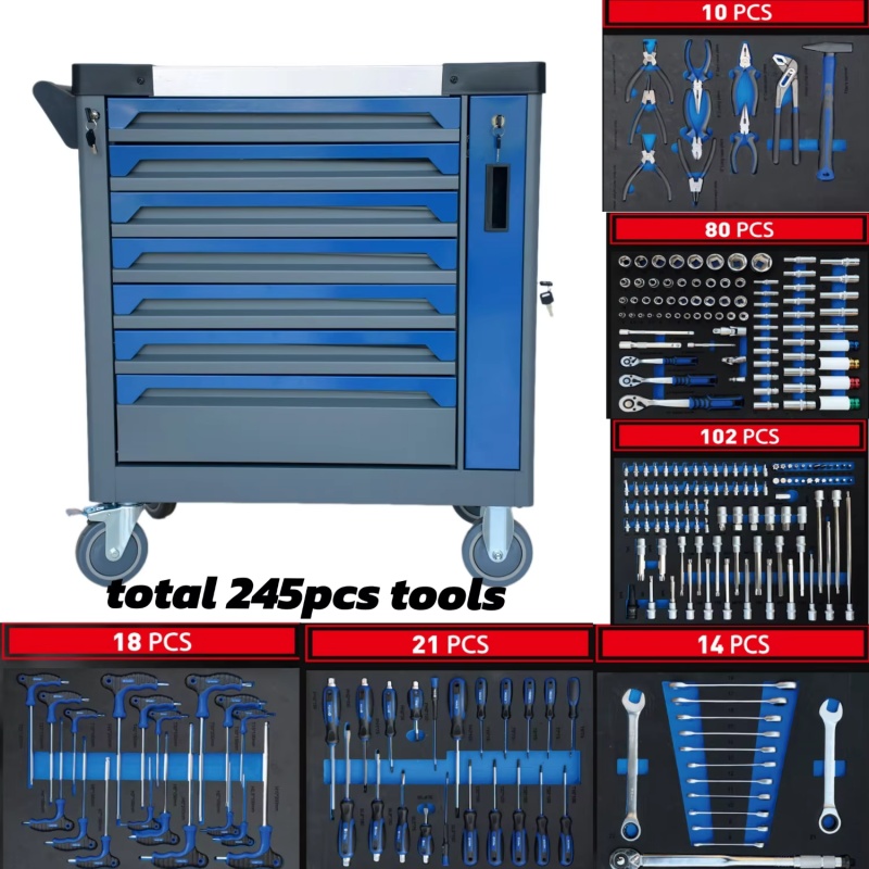 Workshop Tools Cabinet - 7단 서랍 잠금식 이동식 철제 공구