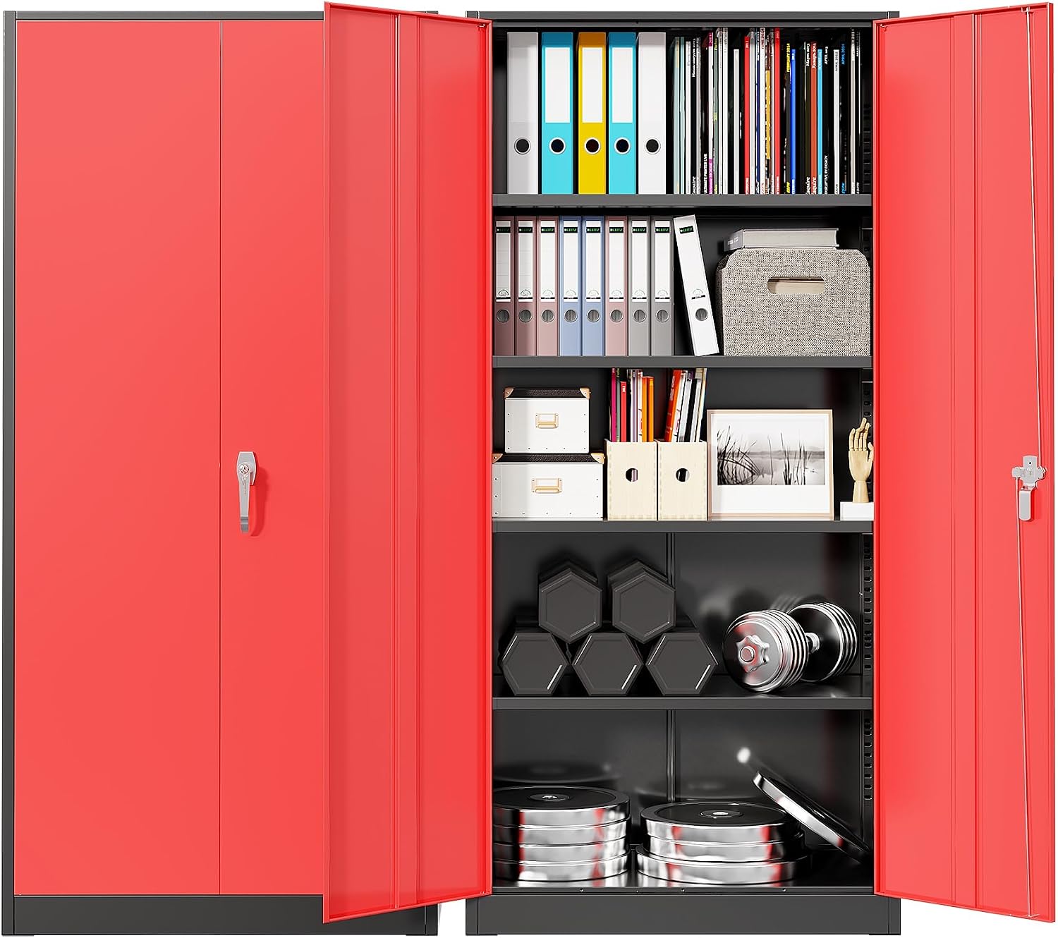 헤비 듀티 메탈 차고 보관 캐비닛, 2도어 스틸 잠금식 - Workshop Tools Cabinet 리뷰 및 가격