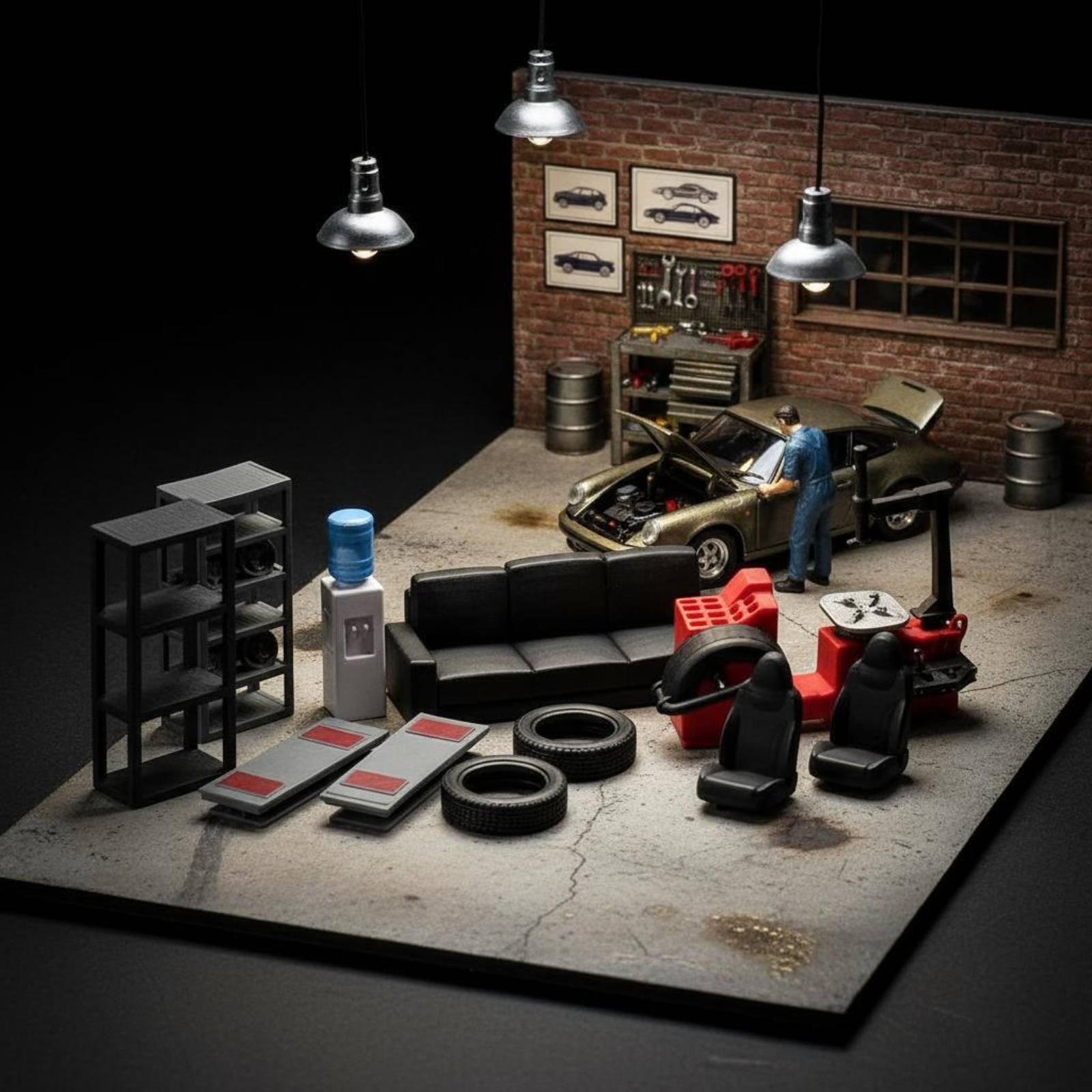 1 64 미니어처 차량 수리 도구 세트 자동차 모델 사 - Workshop Tools Photos 리뷰 및 가격
