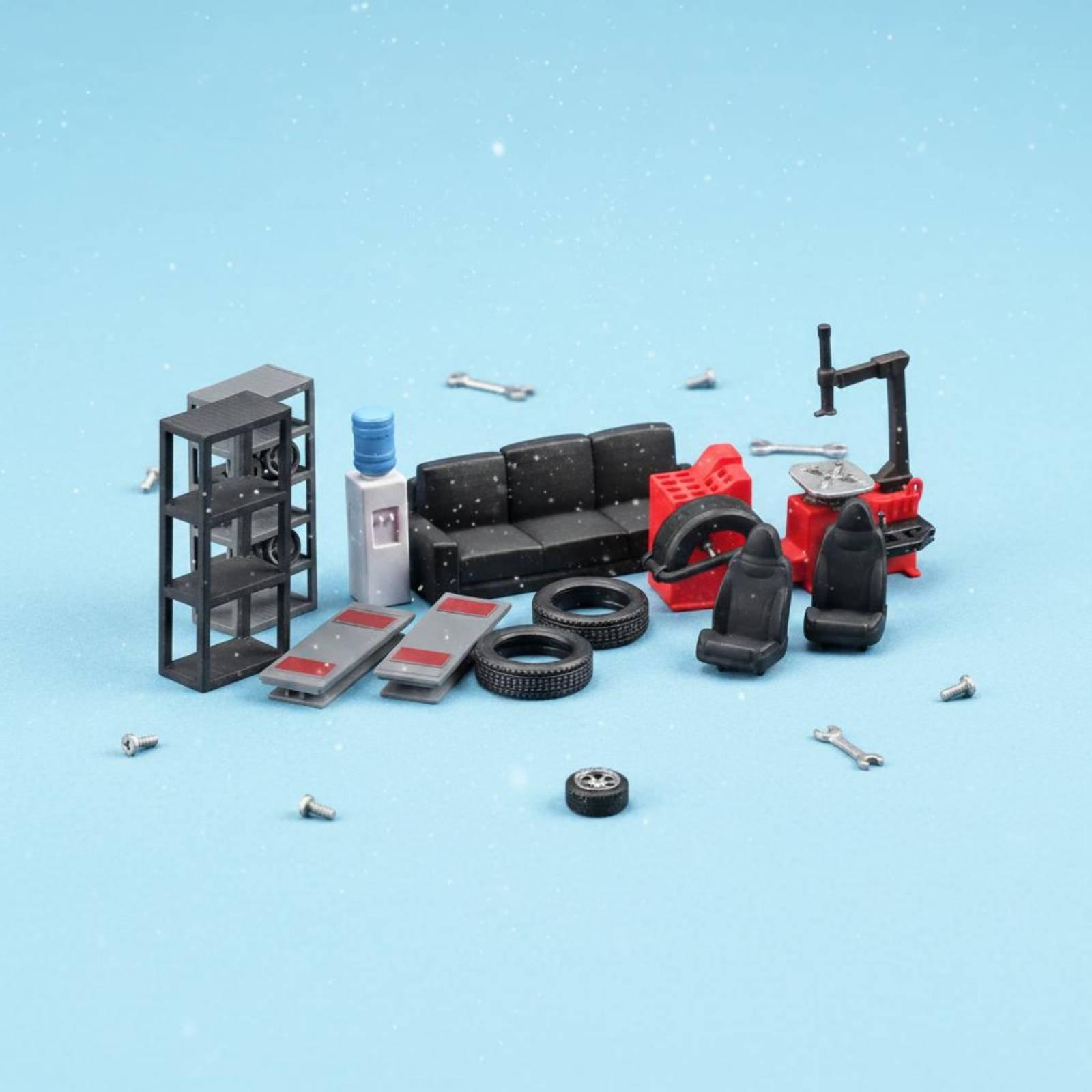 1 64 미니어처 차량 수리 도구 세트 자동차 모델 사 - Workshop Tools Photos 리뷰 및 가격